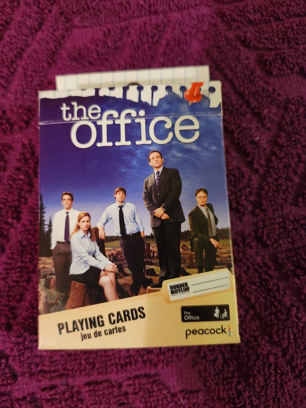 Peacock Alley The Office Playing Cards - Purple and Cream Box